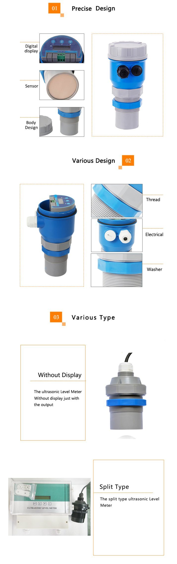 24VDC Ultrasonic Digital Liquid Level Sensor