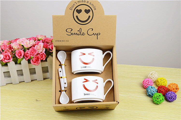 Wholesale Ceramic Cups Smile White Mugs, Ceramic Tea Cups
