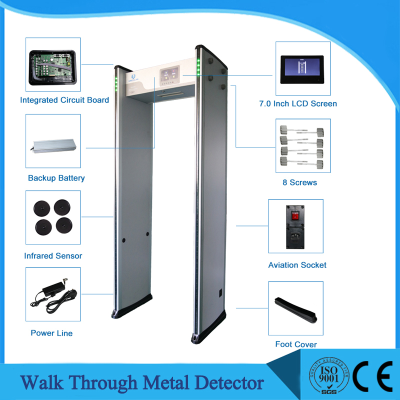 33-Zone Archway Gate Detector 1000 Sensitivity Level Walkthrough Metal Detectors