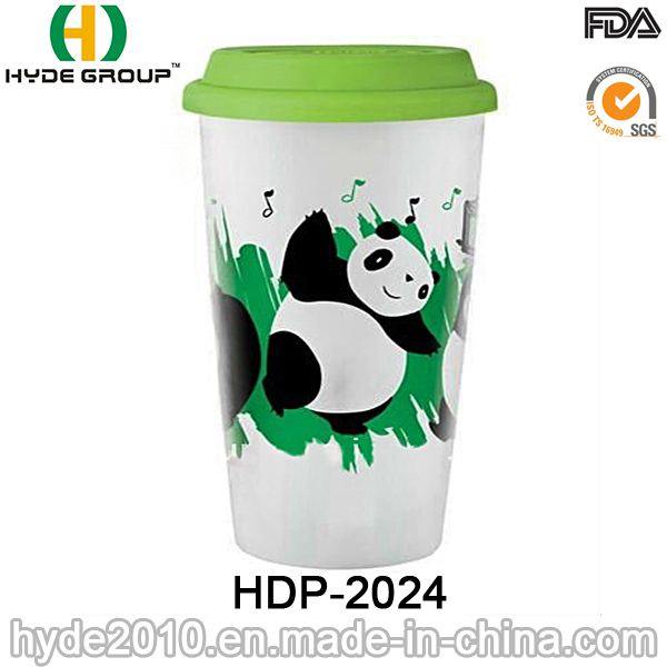 Wholesale Double Wall Plastic Coffee Mug with Lid (HDP-2024)