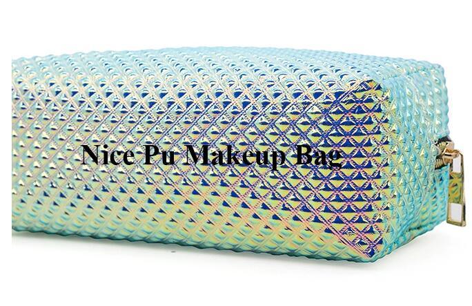 Shiny Metallic PU Leather Toiletry Kit Pack Travelling Cosmetic Bag