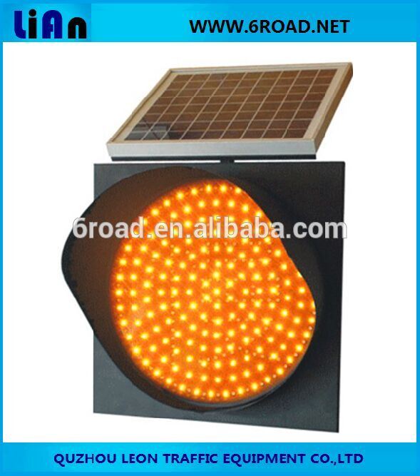 300/400/500LED Solar Yellow Flashing Caution Traffic Signal Light