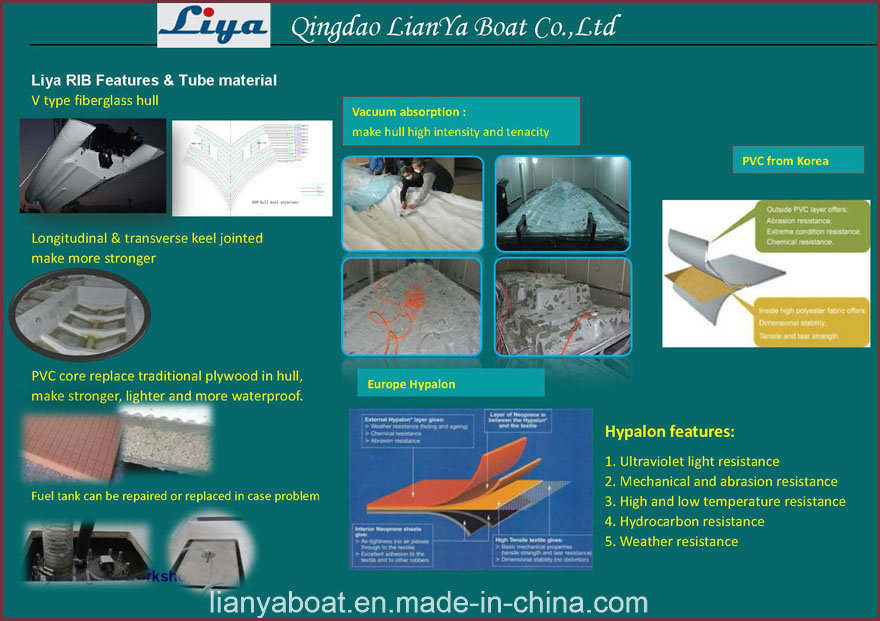 Liya17ft Fiberglass Board Rubber Tube Fast Rescue Boat China