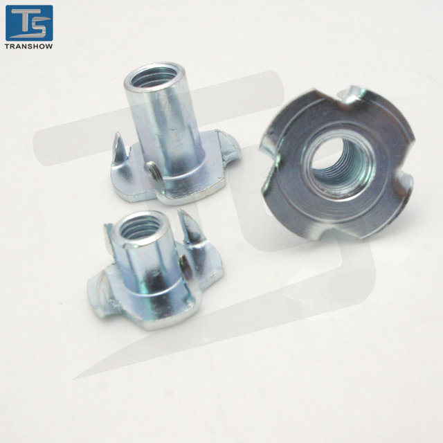 Steel Galvanized Insert Tee Nuts with 4 Prongs for Wood