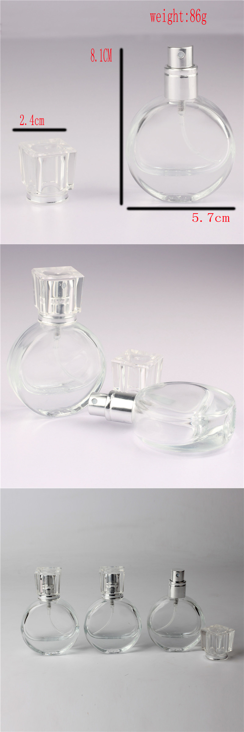 20ml Transparent Glass Perfume Bottle with Atomizer