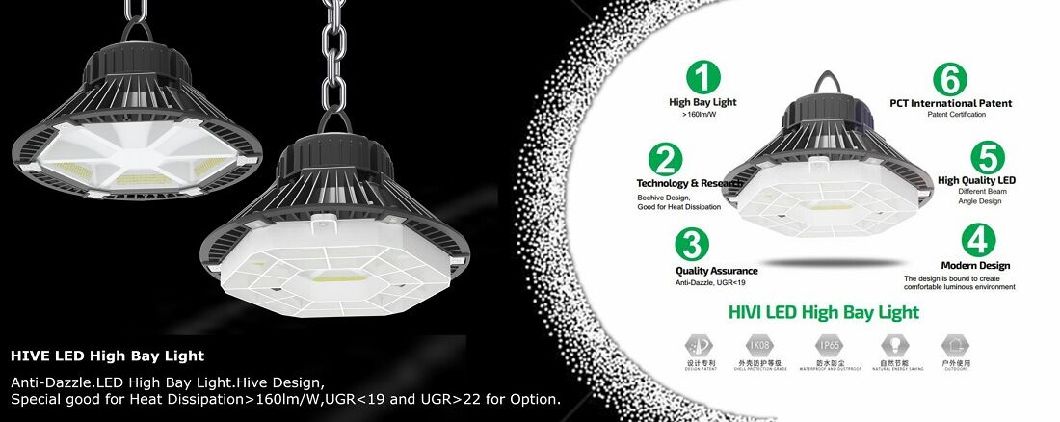 New Products 160lm/W 100W 150W 200W Anti-Dazzle Industrial UFO LED High Bay Light