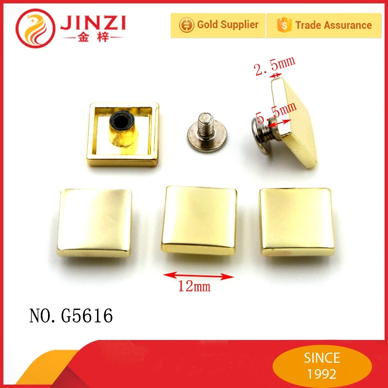 Jinzi Metal 12mm Square Head Rivet Nail Button for Clothing and Bags