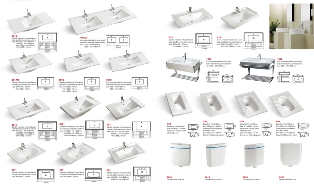 Cabinet Basin (No. 001A) Rectangular Ceramic Sink Bathroom Sanitaryware