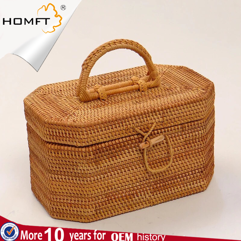 Handmade Rattan Woven Storage Hand Fruit Basket Storage Box