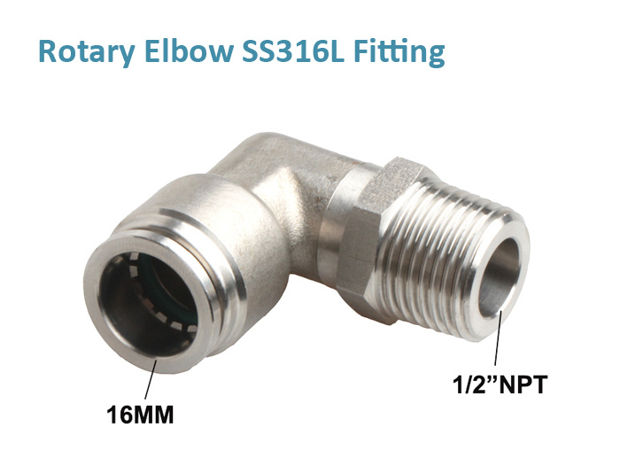 Rotary Elbow SS316L Stainless Steel Male Fitting with 1/2