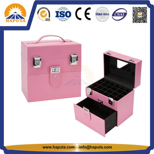 PVC Nail & Jewelry Beauty Makeup Case with Leather Frame (HB-6001)