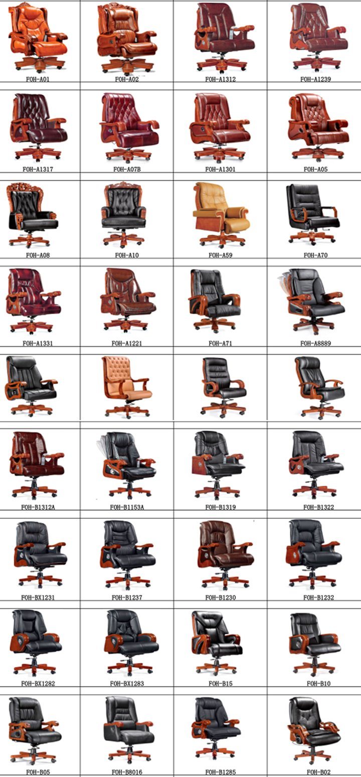 Untique Luxury Design Wood Leather Timber Computer Chair Office (FOH-B29-1)