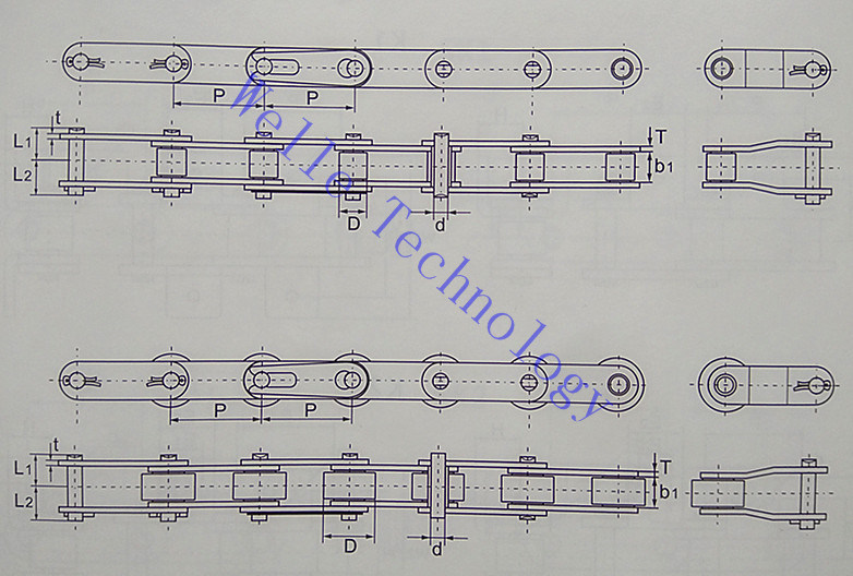 Standard Double Pitch Conveyor Chains, ANSI B29.1 DIN ISO - Basic/ Big Roller Type