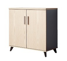 Simple Home Office Furniture Melamine 2 Door Low Bookcase Cabinet (KL-506)