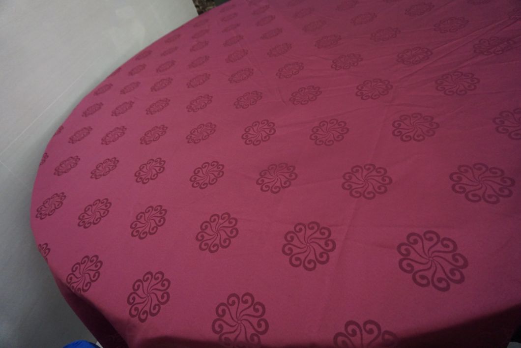 Red Pattern Fabric Cloth Cover for Round Metal Iron Dining Table Ultra Size 180*180