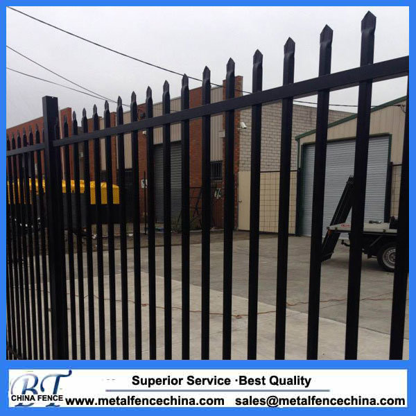 Powder Coated Galvanized Steel Black Wrought Iron Fence