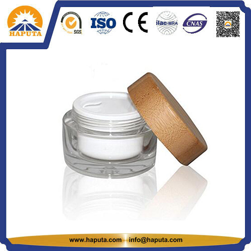 Plastic Acrylic Cosmetic Bamboo Texture Jar with Screw Lid Ssh-1018