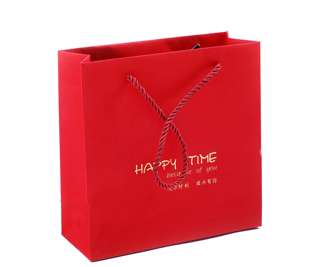 Offset Printing Paper Hand Bag with Silk Ribbon for Shopping