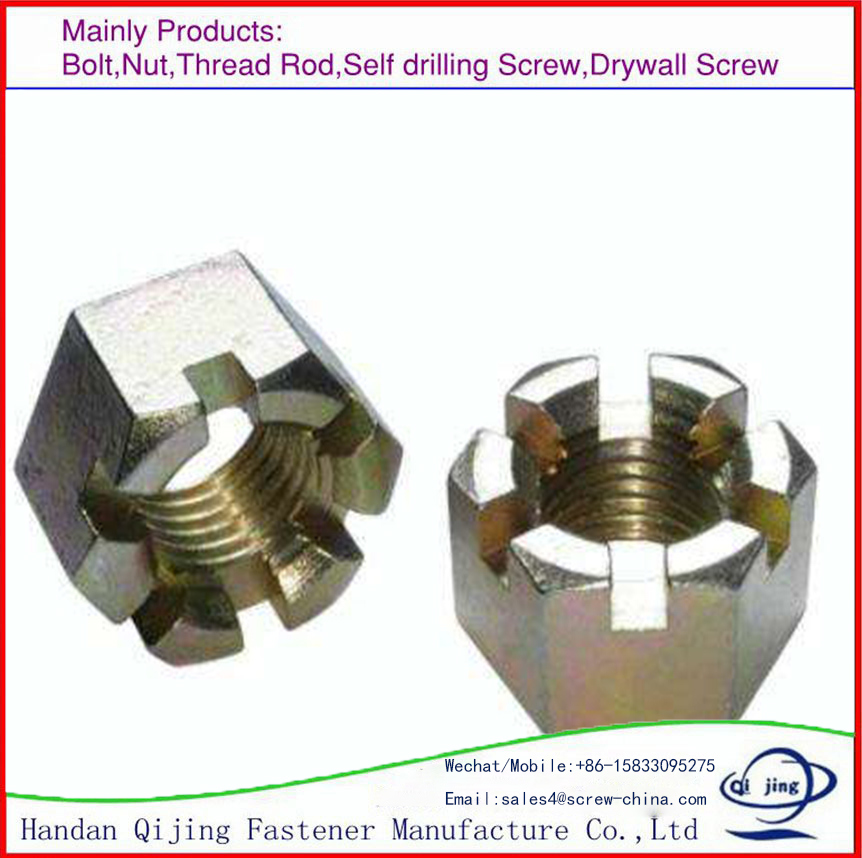 DIN935 Slotted Hex Nuts Zinc Plated