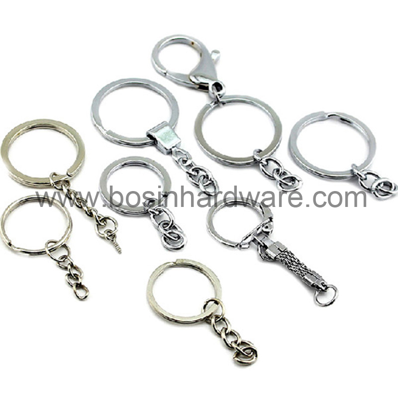 Metal Round Split Key Ring with Trigger Snap Hook