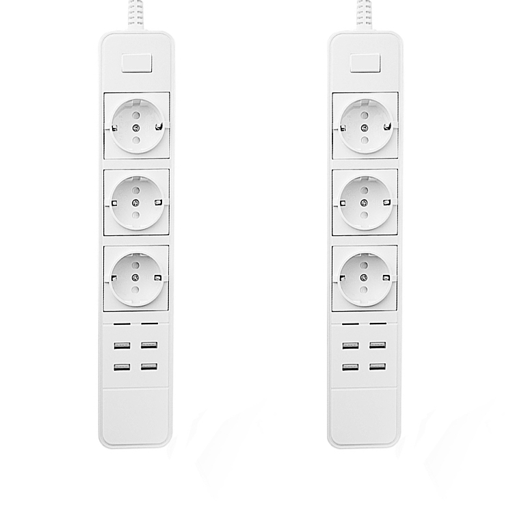 Smart Power Strip with 3 Outlets and 4 USB Ports, WiFi Control by APP EU Standard Socket