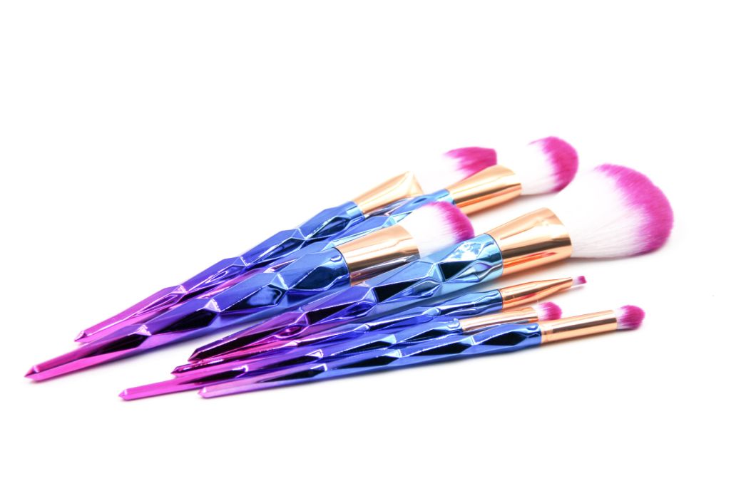 7 PCS Diamond Handle Professional Daily-Use Unicorn Hair Brush Tangle Brush Makeup Brush Set