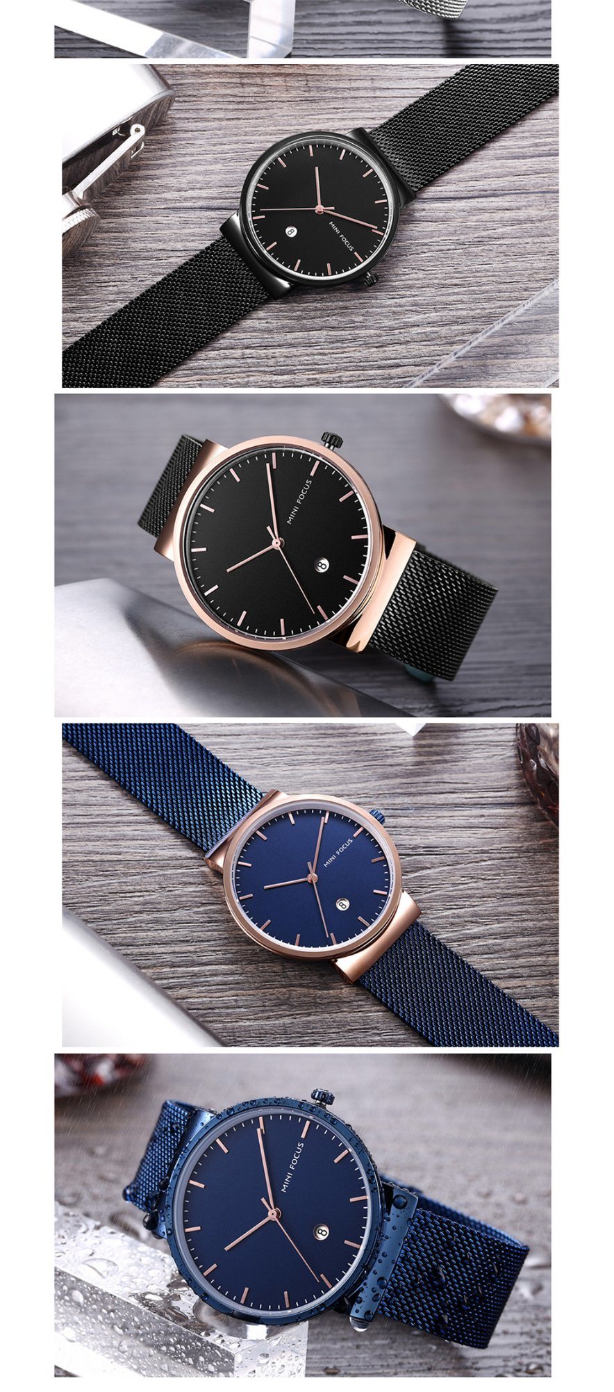 Mini Focus Custom Logo Analog Quartz Wrist Watch for Men