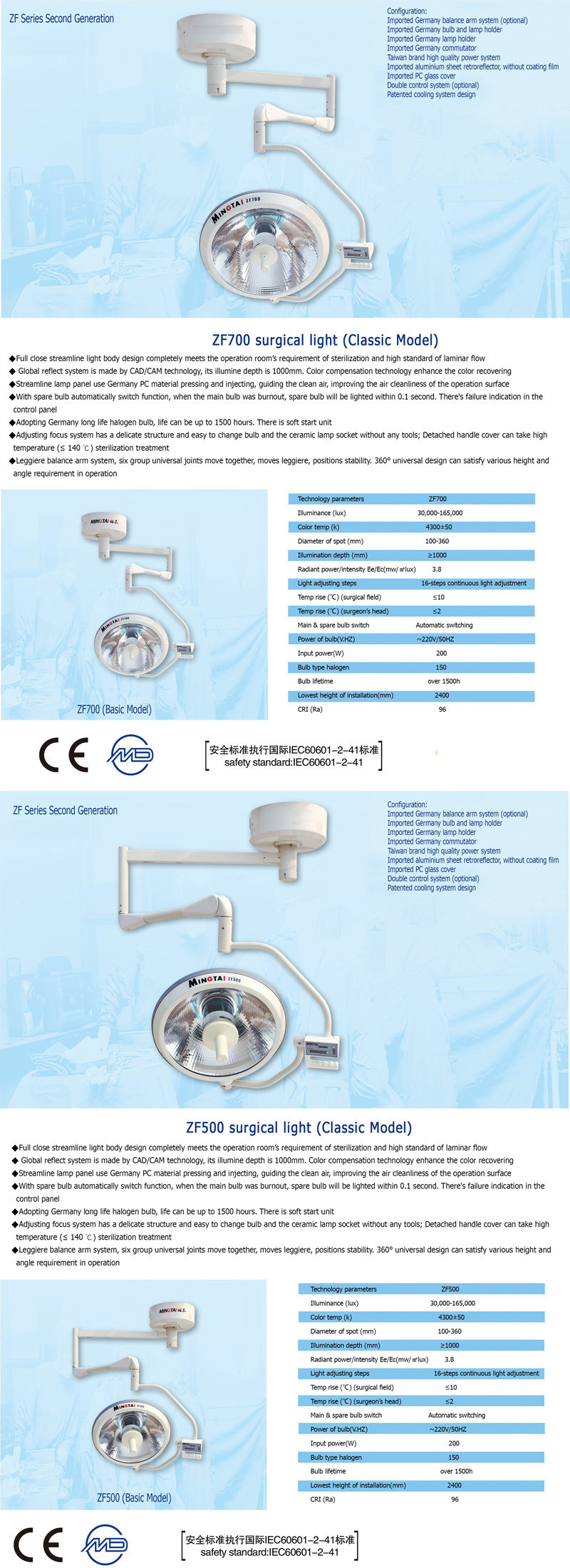 Vertical Movable Cold Light Shadowless Operating Lamp for Medical Supply