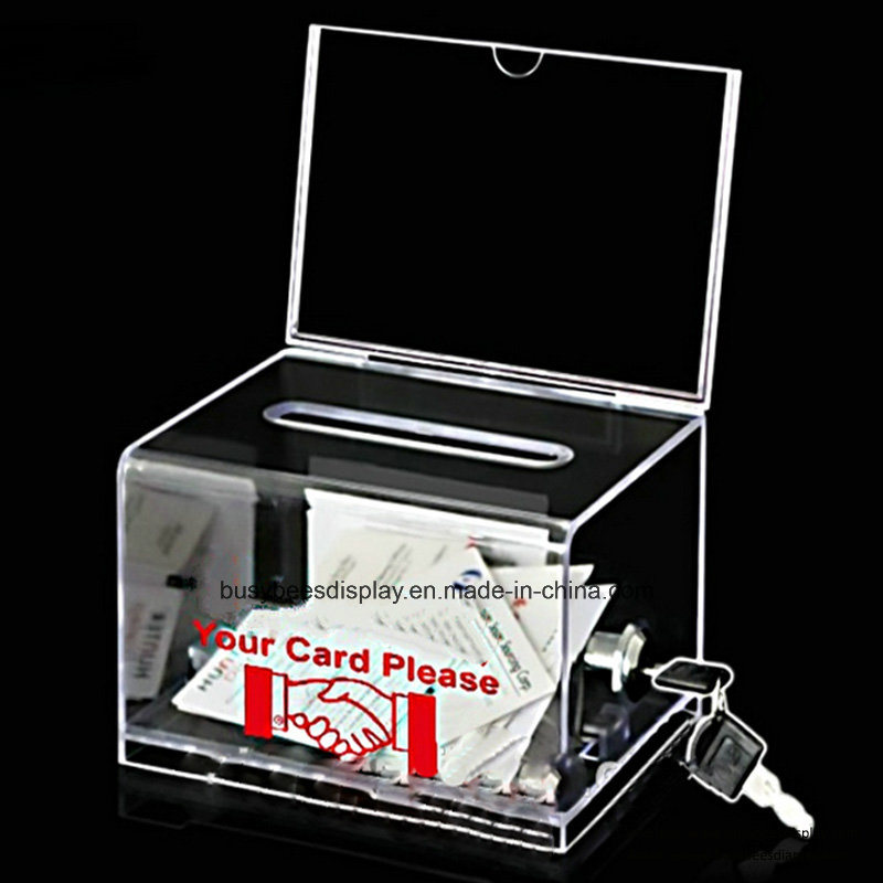 Custom Acrylic Box for Saving Money with Key Lock on The Top