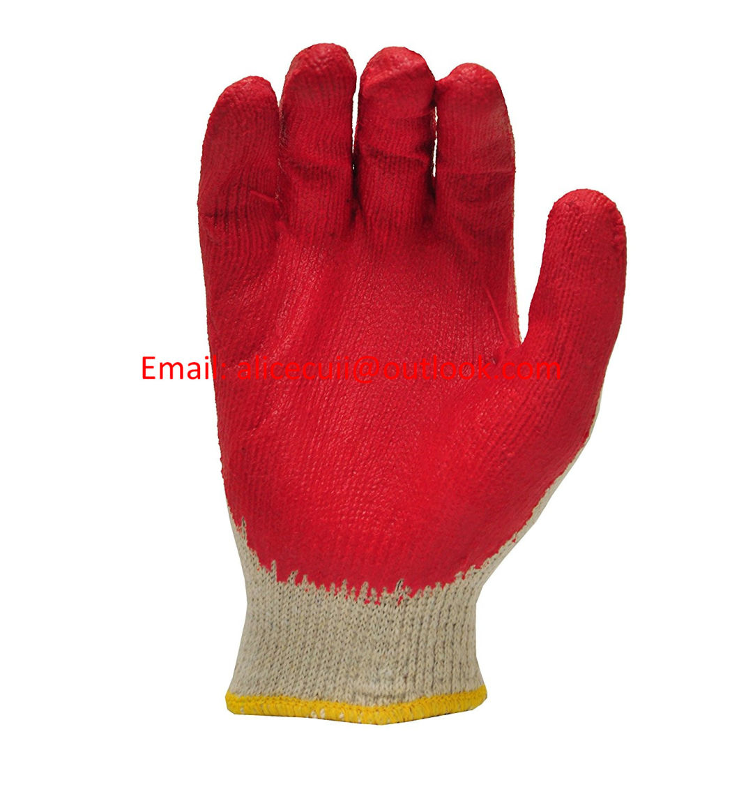 String Knit Palm, Latex Dipped Nitrile Coated Work Gloves for General Purpose Red Large