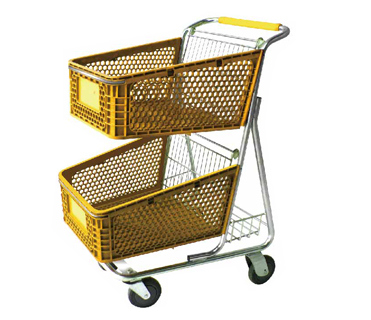 Hypermarket Plastic Shopping Trolley Cart for Retail Store