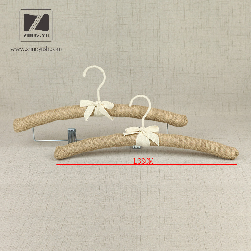 Natural Linen Satin Padded Hangers for Clothes Brand Shop