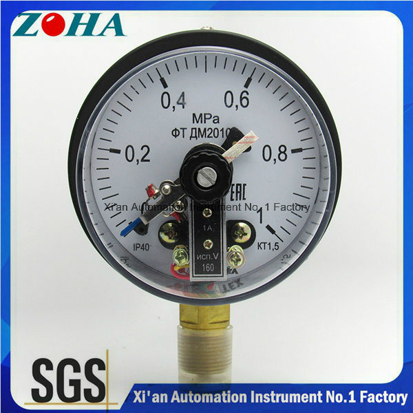 Economic Type Magnetic Electric Contact Manometers Steel Case Brass Connector