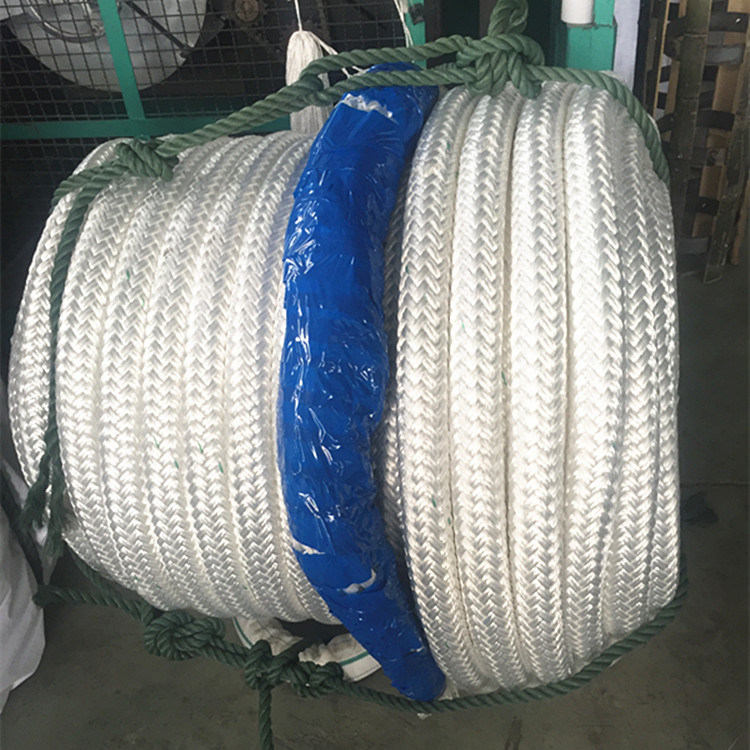 128mm 24 Strands Double Braided Polyester Mooring Rope