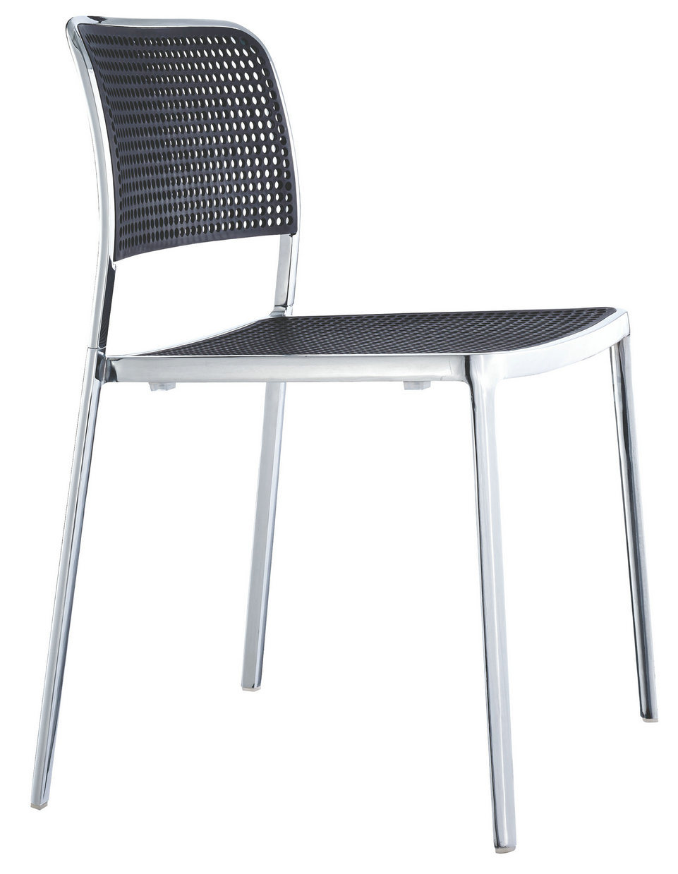 Leisure Modern Stackable Dining Chair Plastic or Fabric Upholstery Metal Chrome Base Chair