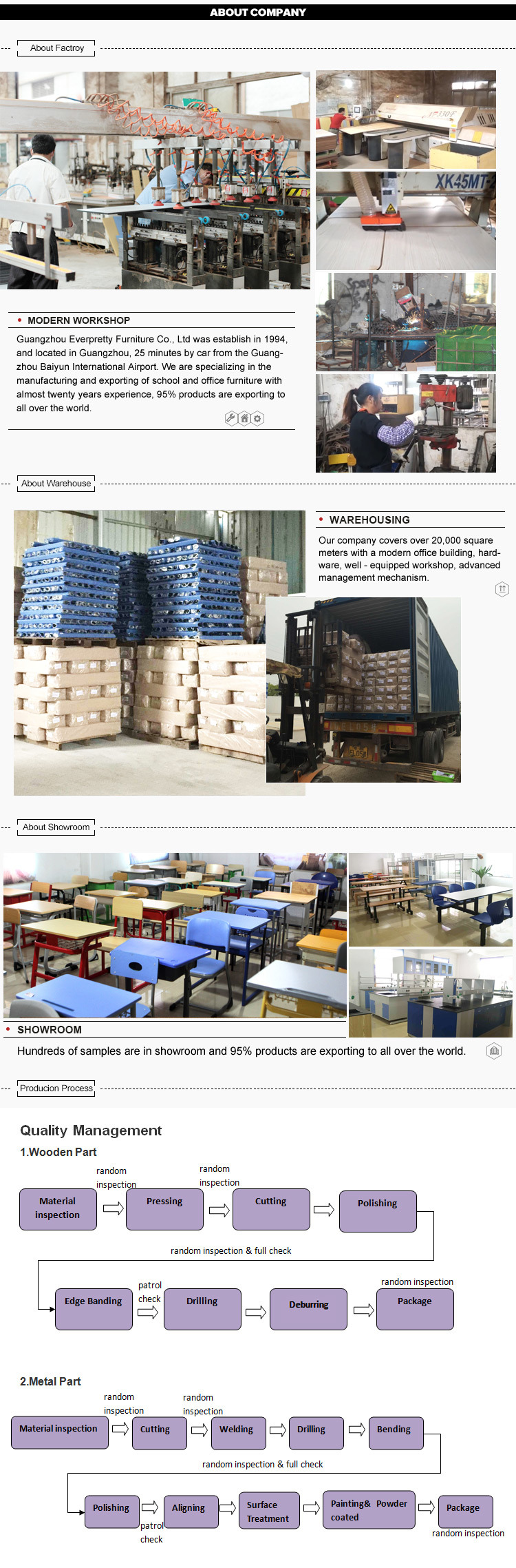 Factory Price Folding Nursery School Desk and Chair