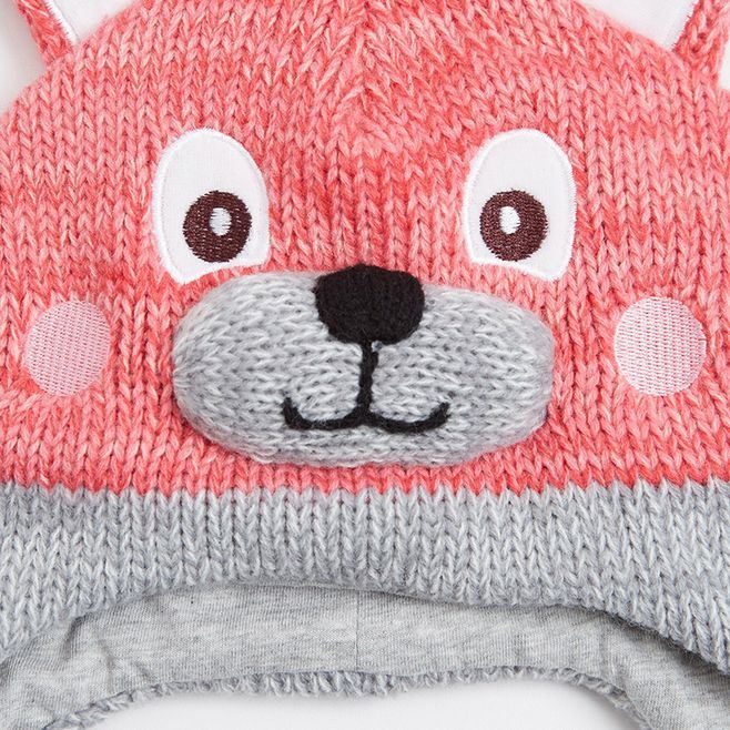 Acrylic Beanie Knitted Bear Kid Baby Animal Hat with Earflap