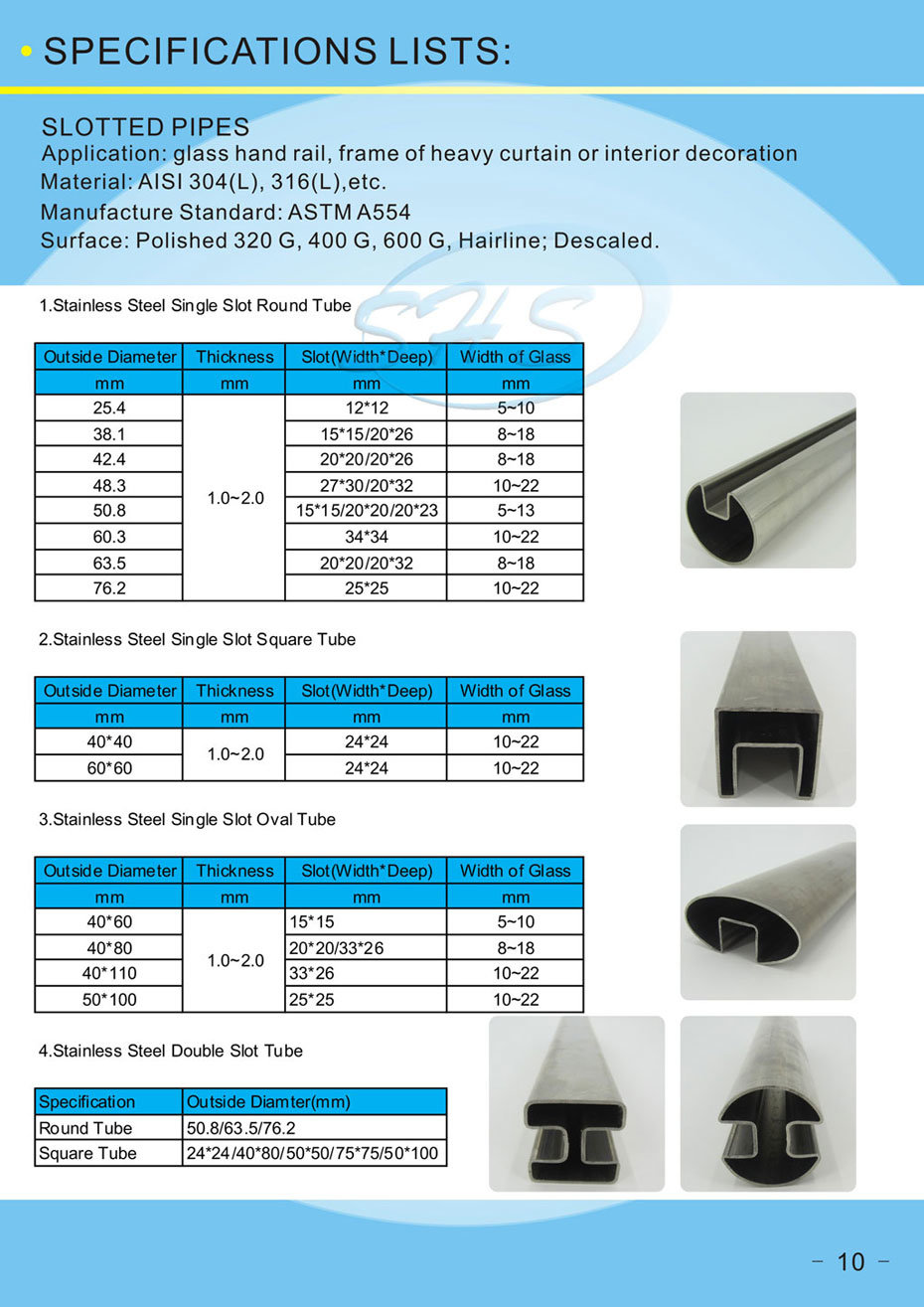 Stainless Steel Square Tubing with Single Slot