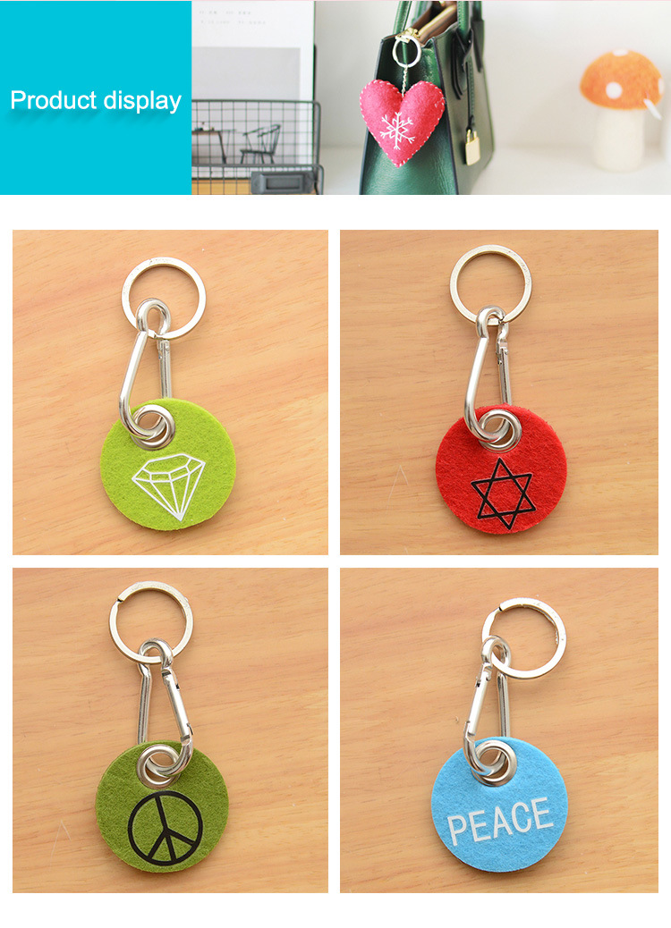 Wholesale Bulk Cheap Custom Advertising Durable Key Holder Wool Fabric Lovely Animal Keyring Fashionable Cute Cartoon Character Souvenir Felt Keychain