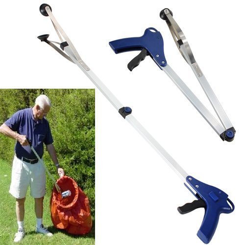 Foldable Pick up Reaching Long Arm Gripper Helping Hand Tool - Blue