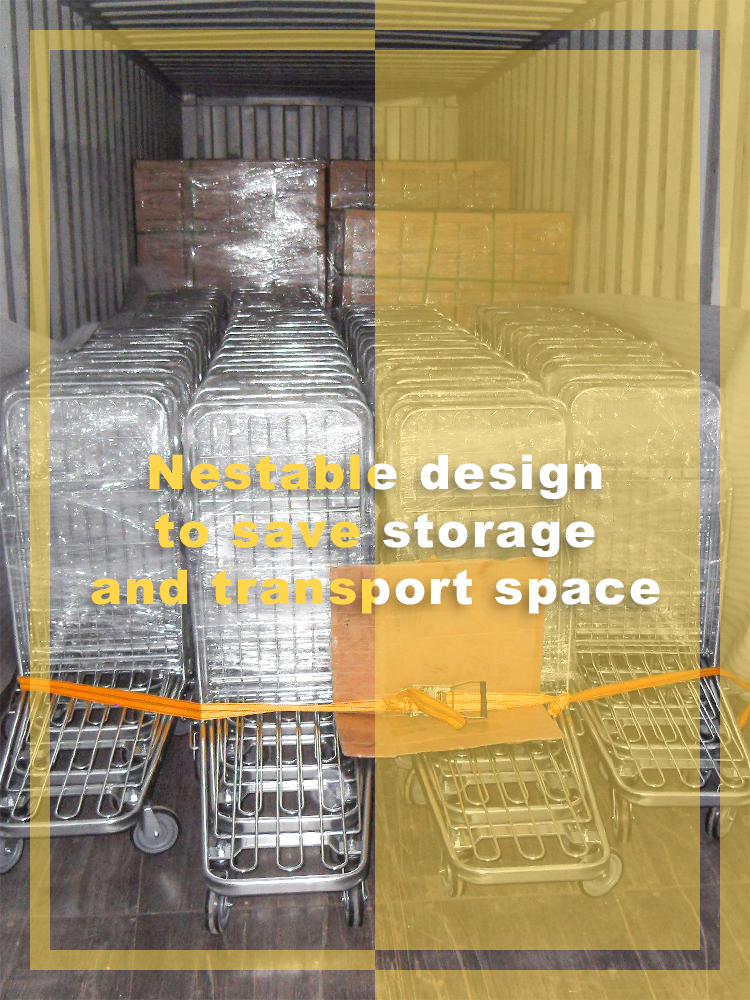 Warehouse Chrome Logistic Platform Transport Trolley