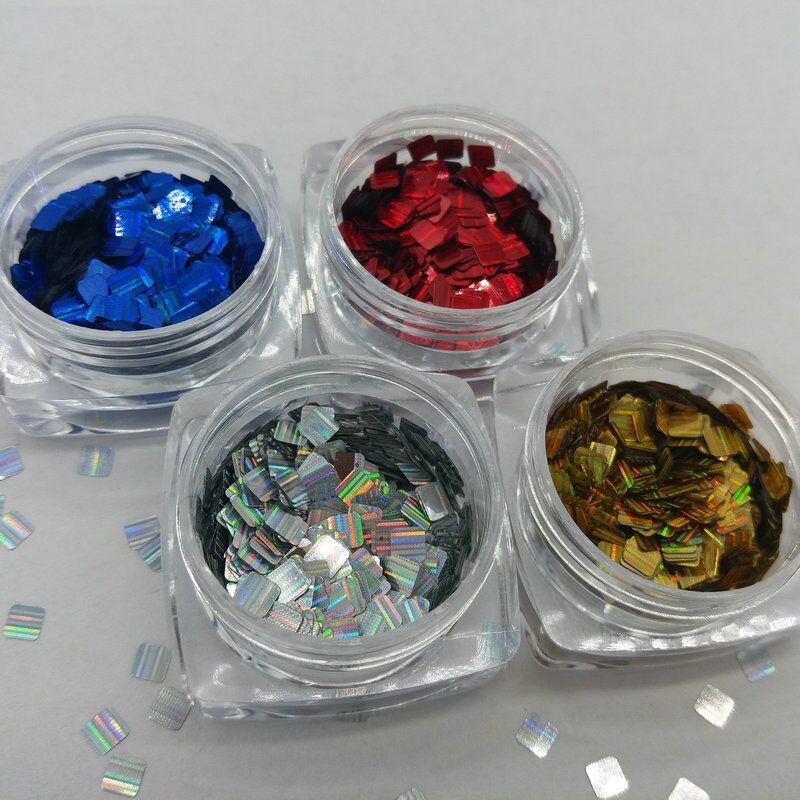 Square Laser Glitter for Nail Art and Nail Beauty Pearl Color Series 12 Colors Kg Packing