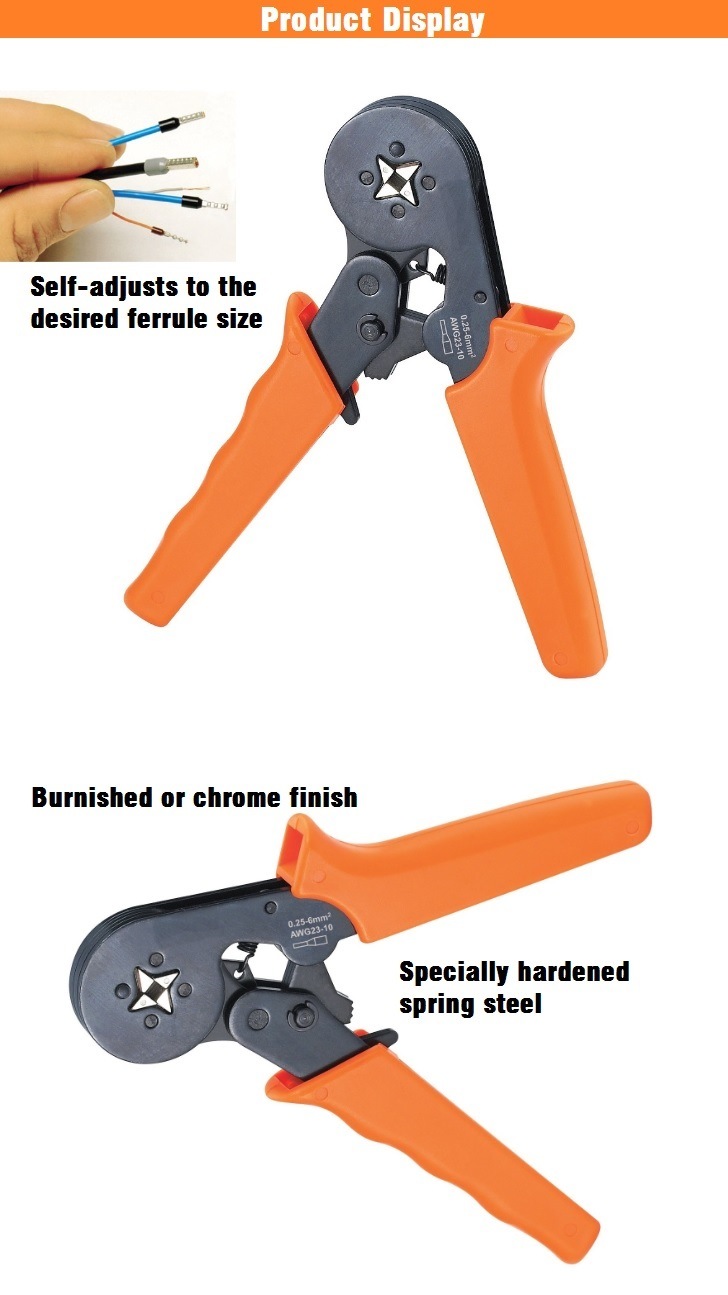 Self Adjustable Hand Crimping Tool for Wire Terminal and Cable Lug Crimping Rt8 6-4