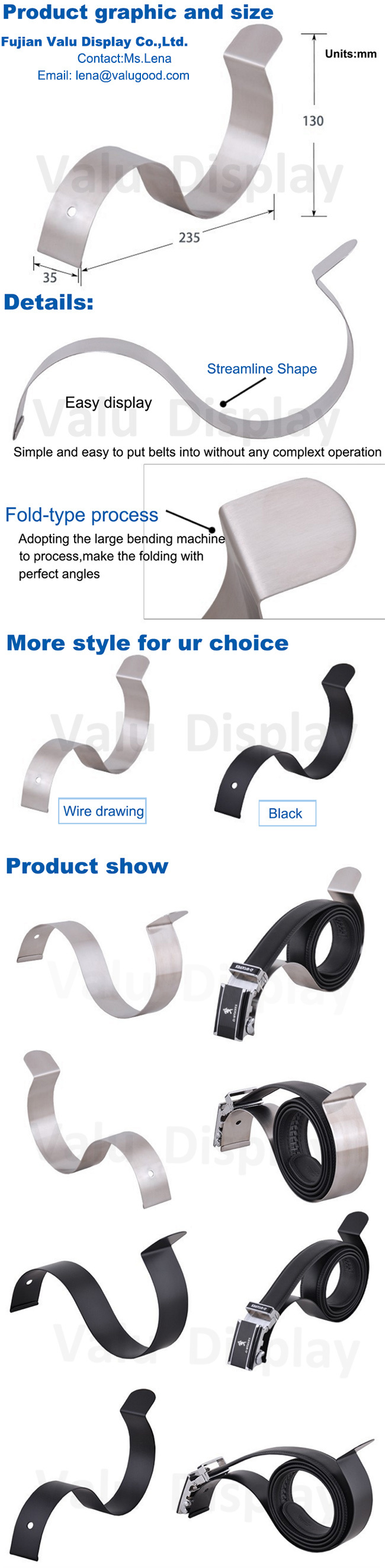 Black Powder Coated Sturdy Leather Belt Stand for Exhibition