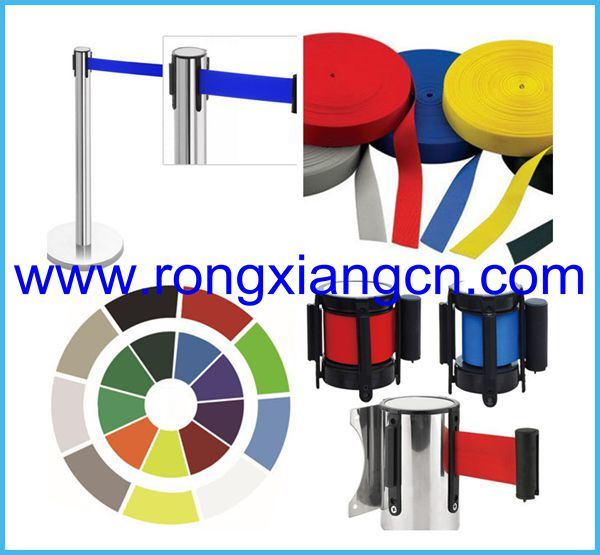 Blue Red Yellow Chrome Plated Que Manager Crowd Control Post