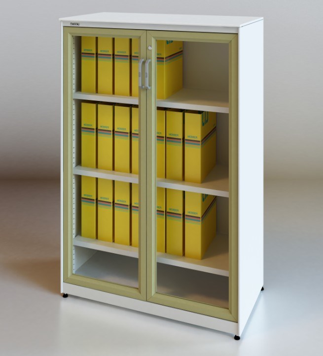 Good Quality Glassed Cabinet for Office Use with Swing Door