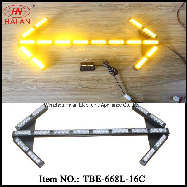 LED Arrow Warning Bar Light with Traffic Advisor in Amber Color, Control by Switch Controller