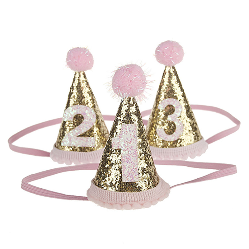 1PCS 1st 2st 3st Birthday Hat Pink/Blue Birthday Cap Happy Birthday Party Decoration Girl Boy Baby Shower Event & Party Supplies