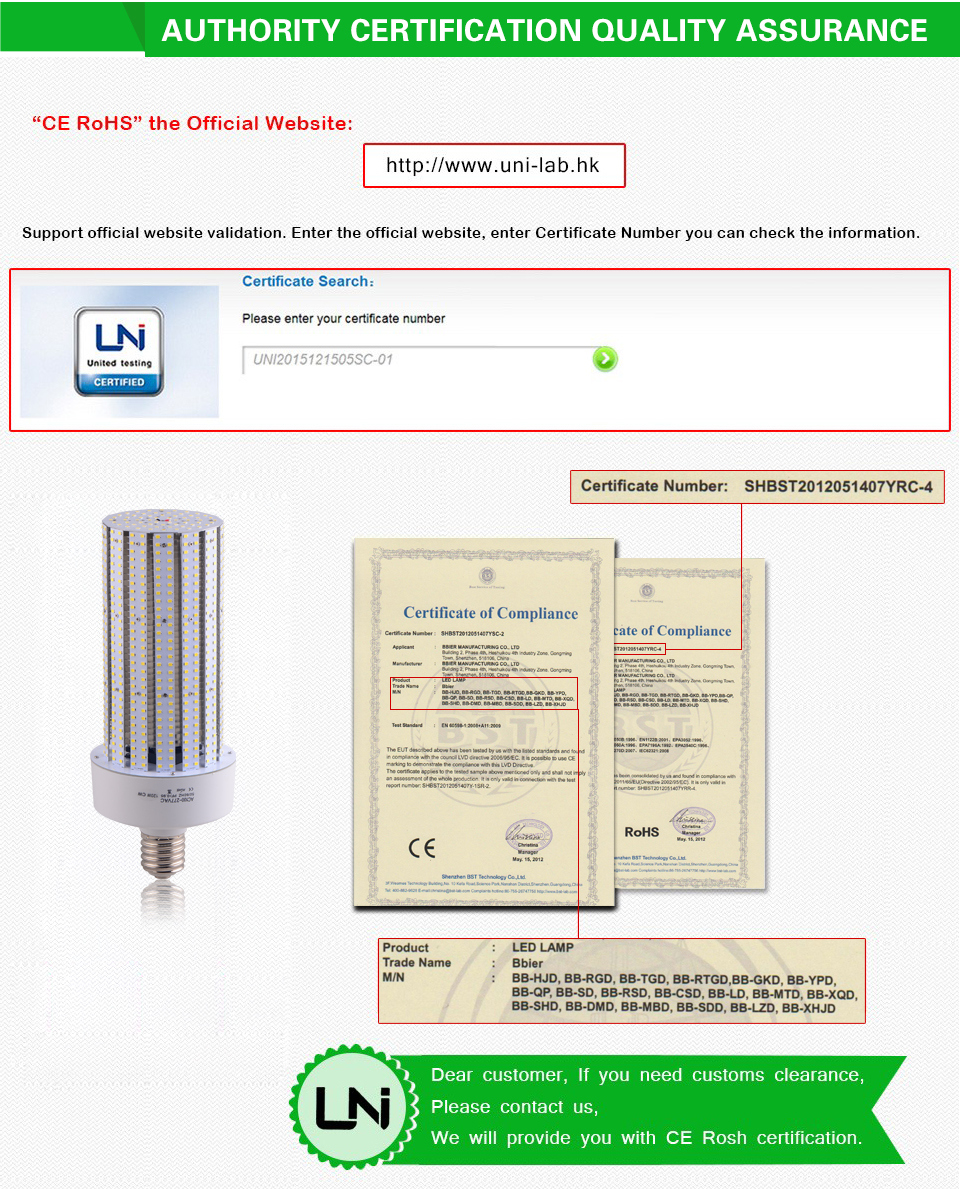 150W LED Corn Light E40 to Replace 400W Mh HPS