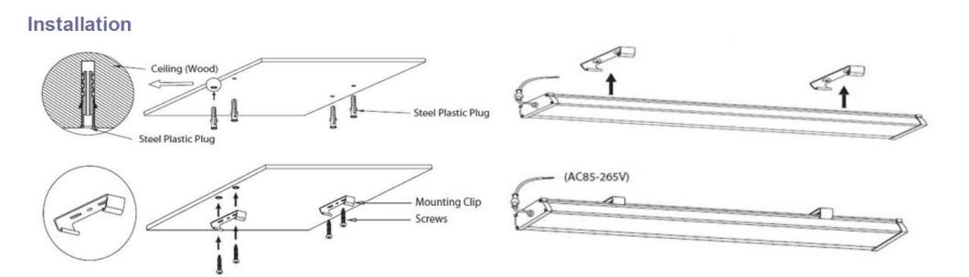 30W LED Batten Tube Light Linear Surface Mounted Office Light